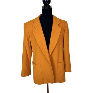 Jacqueline Ferrar Mustard Yellow Blazer Jacket Womens 18W XL Wool Blend Vintage
